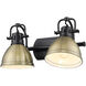 Duncan 2 Light 17 inch Matte Black Bath Vanity Wall Light in Aged Brass